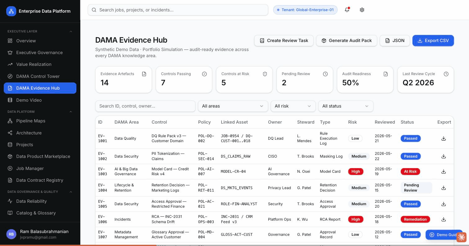 DAMA Evidence Hub preview